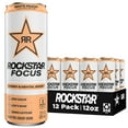 thumbnail image 1 of Rockstar Focus Zero Sugar Energy Drink, White Peach Flavor, Lion’s Mane, Energy & Mental Boost, 12 oz 12 Pack Cans, 1 of 7