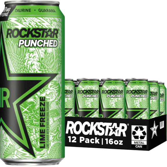 Rockstar Lime Freeze Energy Drink 16 oz Cans - Pack of 12