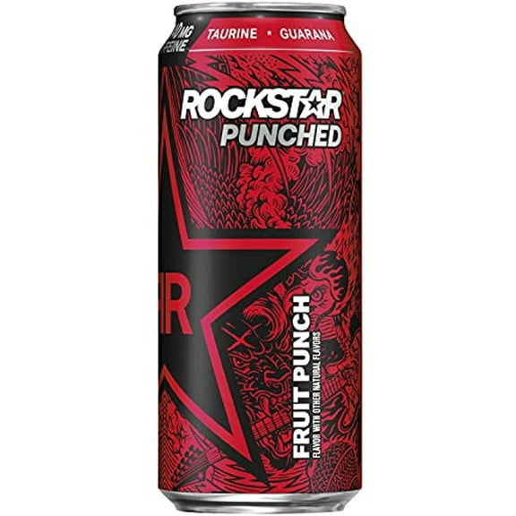 Rockstar Punched Energy Drink, Fruit Punch, 16 Ounce (8 Cans)
