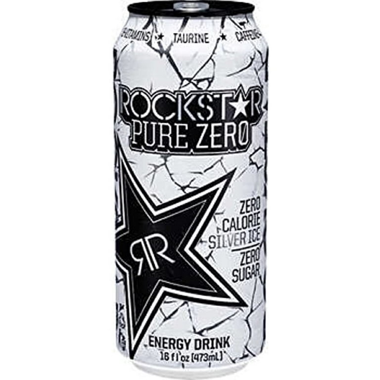 Rockstar Pure Zero Silver Energy Drink, 16 Ounce (8 Cans