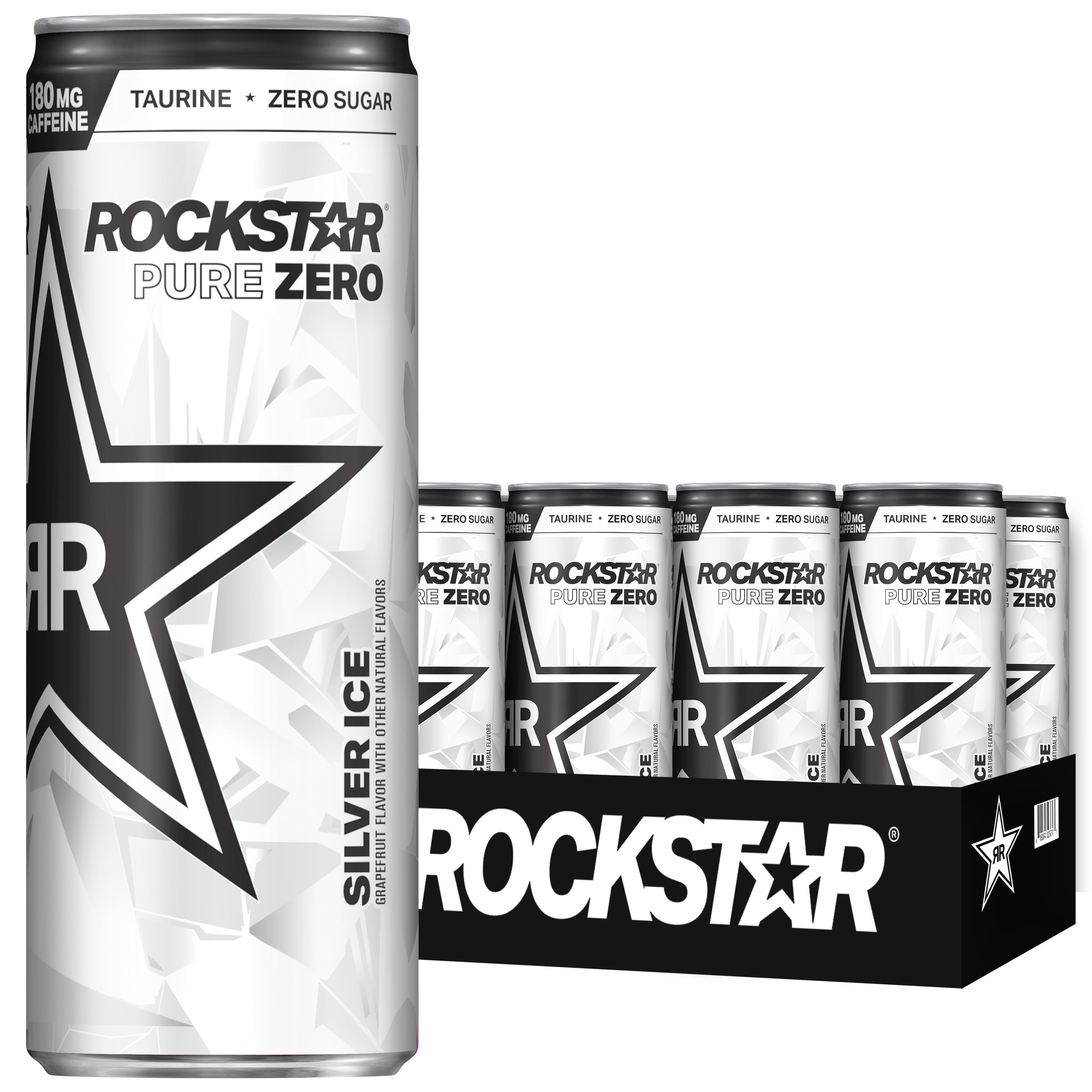 Rockstar Pure Zero Sugar Silver Ice Energy Drink, 16 oz Can