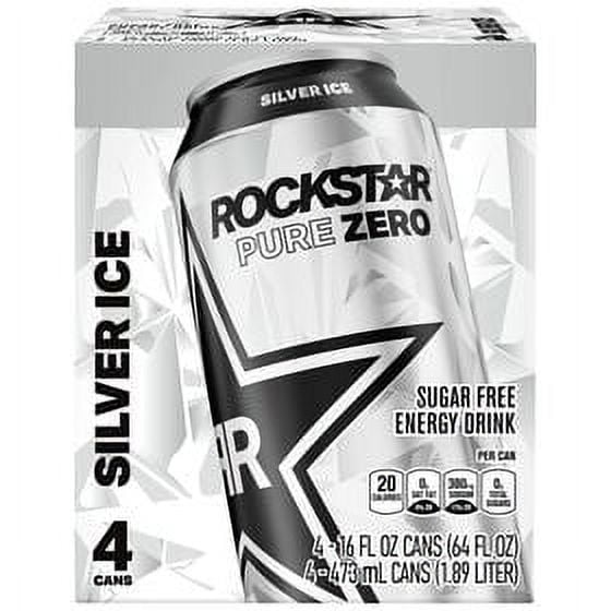 Rockstar Pure Zero Sugar Energy Drink Silver Ice Grapefruit Flavor, 16