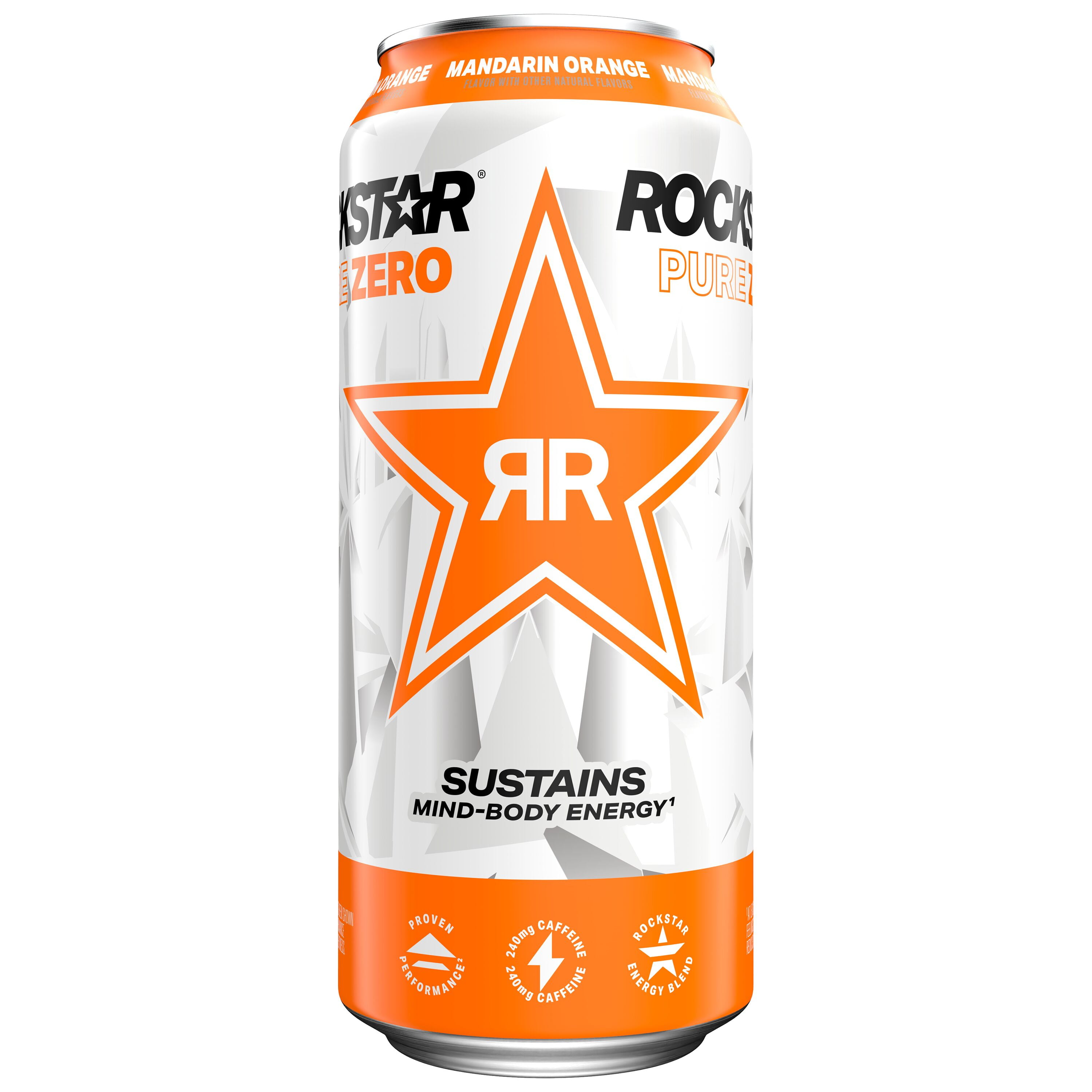 Rockstar Pure Zero Mandarin Orange Energy Drink, 16 fl oz Can