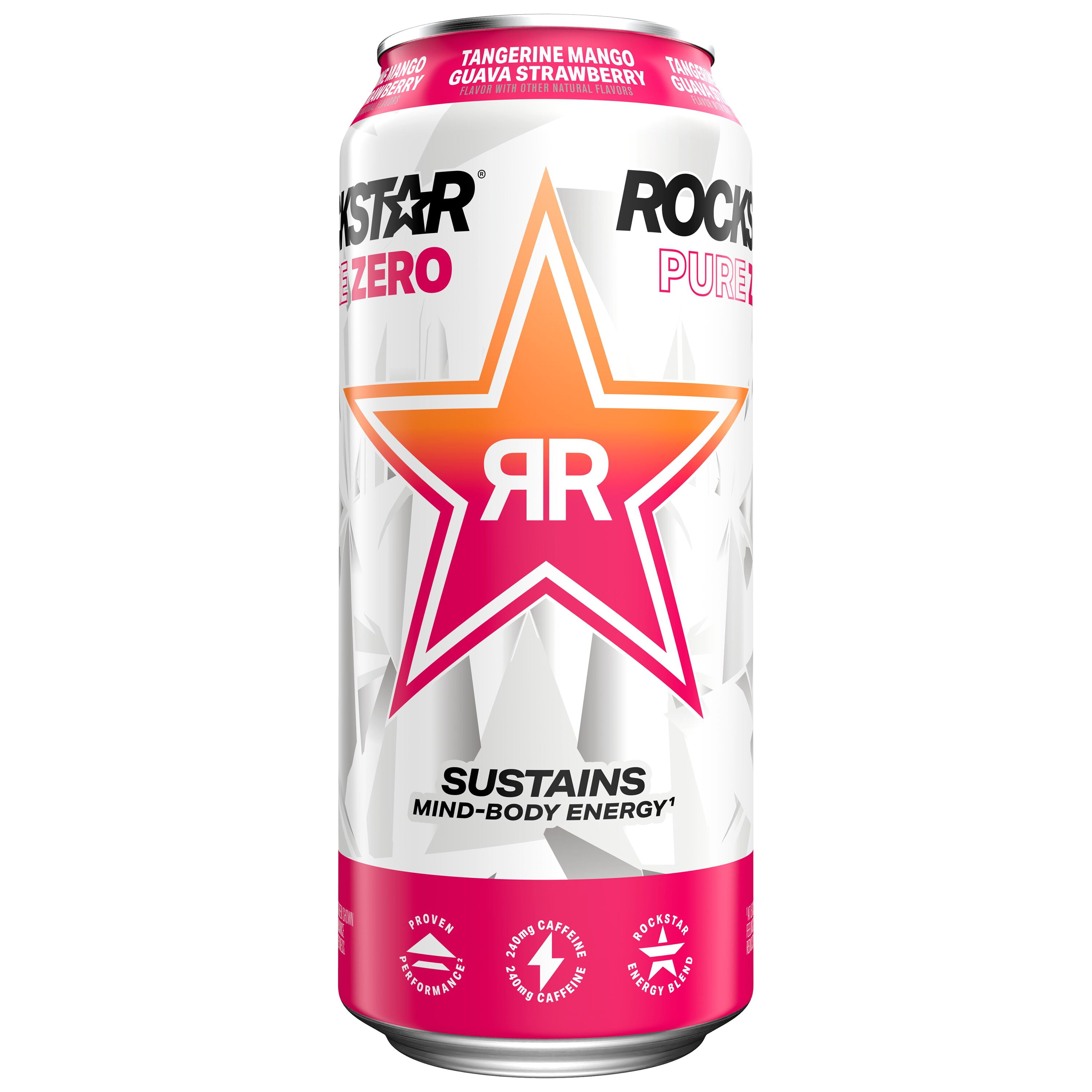 Rockstar Pure Zero Tangerine Mango Guava Strawberry Energy Drink, 16 fl oz Can
