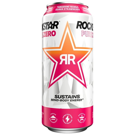 Rockstar Pure Zero Tangerine Mango Guava Strawberry Energy Drink, 16 fl oz Can