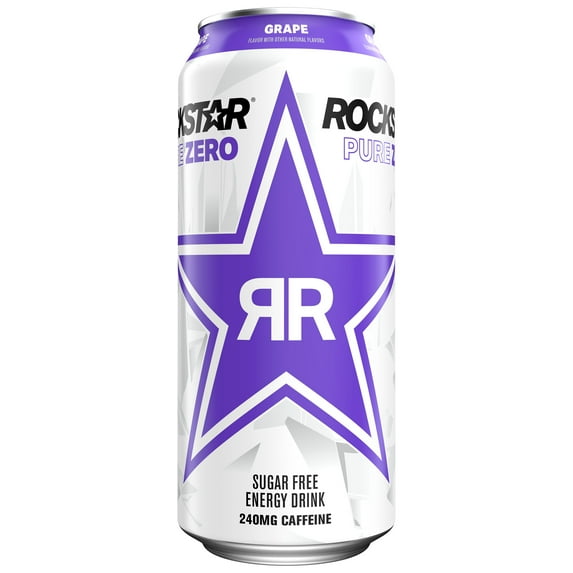 Rockstar Pure Zero Sugar Grape Energy Drink, 16 fl oz Can