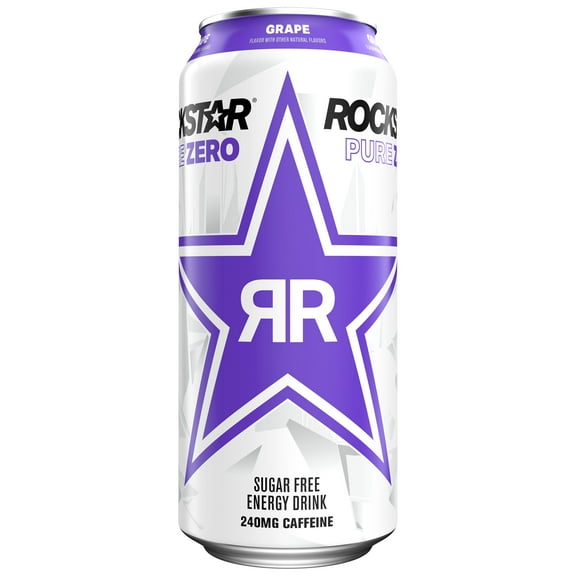 Rockstar Pure Zero Sugar Grape Energy Drink, 16 fl oz Can