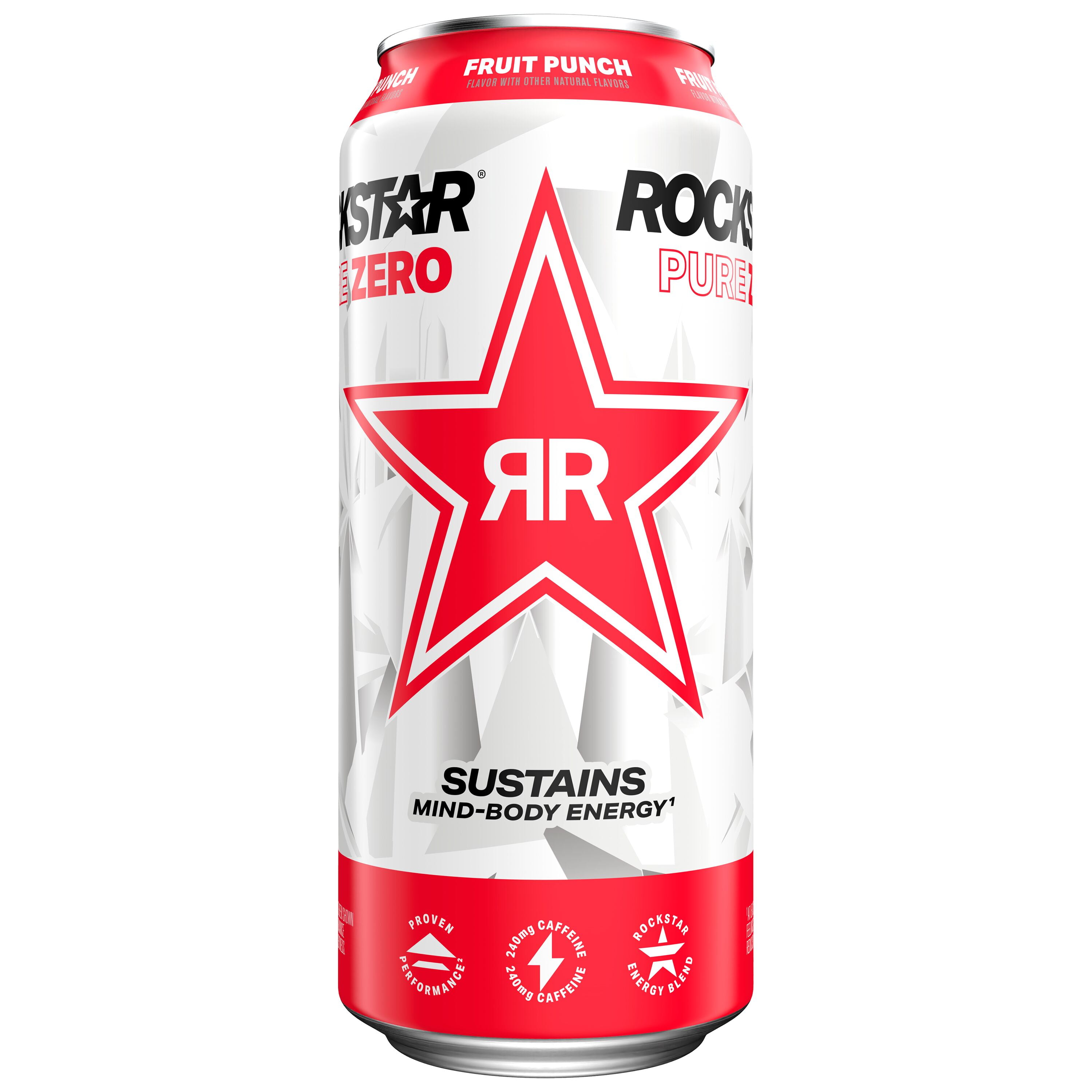 Rockstar Pure Zero Sugar Punched Fruit Punch Energy Drink, 16 oz Can