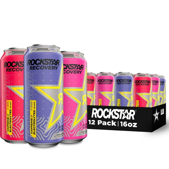 Rockstar Recovery 3 Flavor Variety Pack Energy Drink, 16 fl oz, 12 Pack Cans