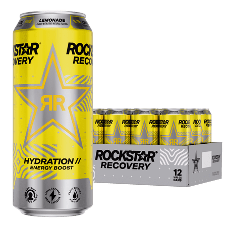 Rockstar Recovery Lemonade Energy Drink, 16 fl oz, 12 Pack Cans