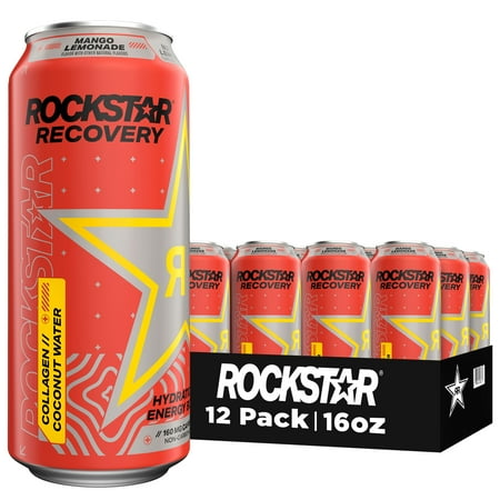 Rockstar Recovery Mango Lemonade Energy Drink, 16 fl oz, 12 Cans