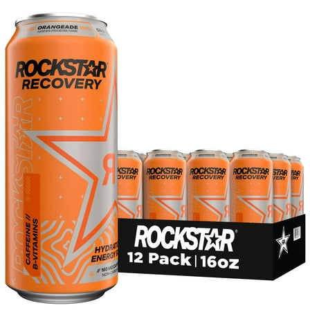 Rockstar Recovery Orange Energy Drink, 16 fl oz, 12 Pack Cans