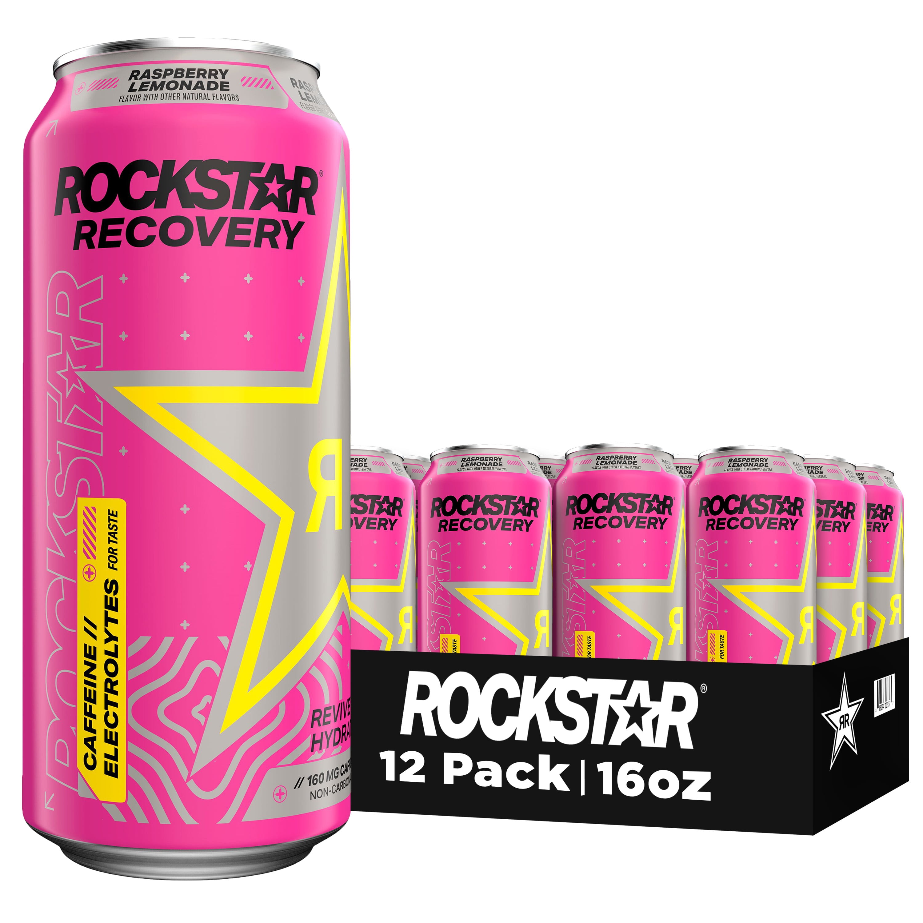 Rockstar Recovery Raspberry Lemonade Energy Drink, 16 fl oz, 12 Pack Cans