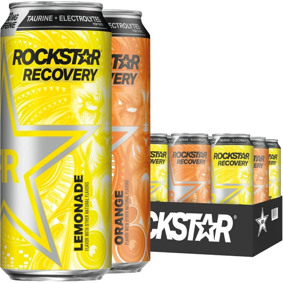 (12 Cans) Rockstar Recovery Energy Drink, 2 Flavor Variety Pack, 16 fl oz