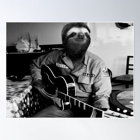 Rockstar Sloth #3 - Print / Home Decor / Wall Art / Poster / Gift / Birthday / Sloth Lover Gift / Animal Print Canvas Print Poster Wall Art, Modern Wall Decor For Living Room Bedroom, 16x24 UNFRAMED