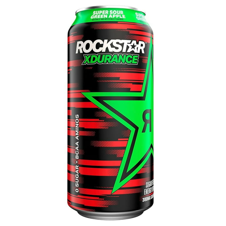 Rockstar XDurance Super Sours Green Apple Energy Drink with Rockstar XDurance Super Sours Green Apple Energy Drink with