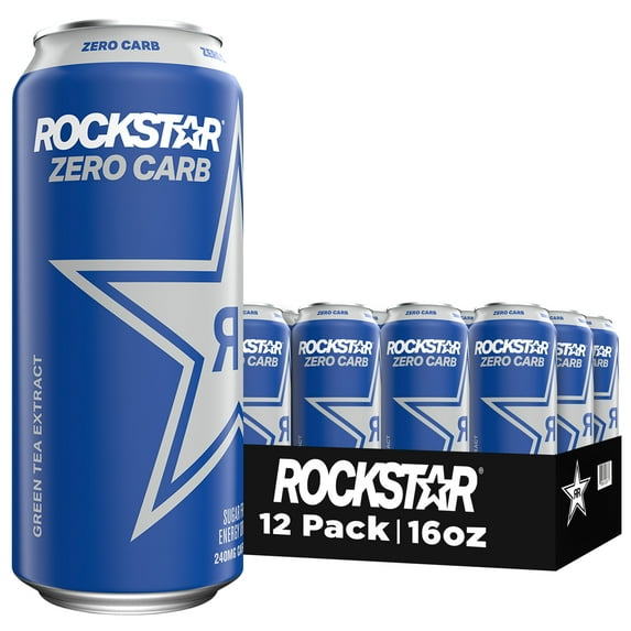Rockstar Zero Carb Energy Drink, 16 fl oz, 12 Pack Cans