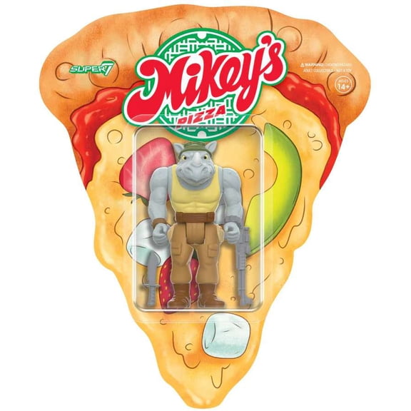 Rocksteady TMNT Weird Pizza To Go SDCC Super7 Reaction Figure