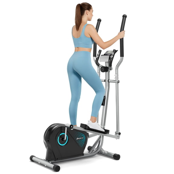 Rockvale Home Elliptical Trainer with 6kg Flywheel, 16-Level Magnetic Resistance, Quiet Cardio Exercise Machine with LCD Monitor & Heart Rate Sensors for Full-Body Home Workout