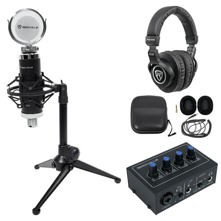 Rockville 1-Person Podcast Podcasting Kit w/2x2 USB Interface+Mic+Headphones