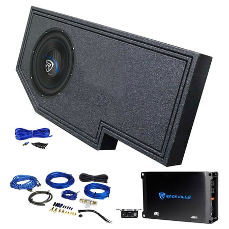 Rockville K5 W10K5S2 10" 1200w 2 Ohm Car Audio Subwoofer Sub 300w RMS CEA Rated! Bundle with dB11 Amplifier, REC128 Subwoofer Enclosure, RWK81 Amp Wiring Kit & Enclosure Installation Kit (5 items)