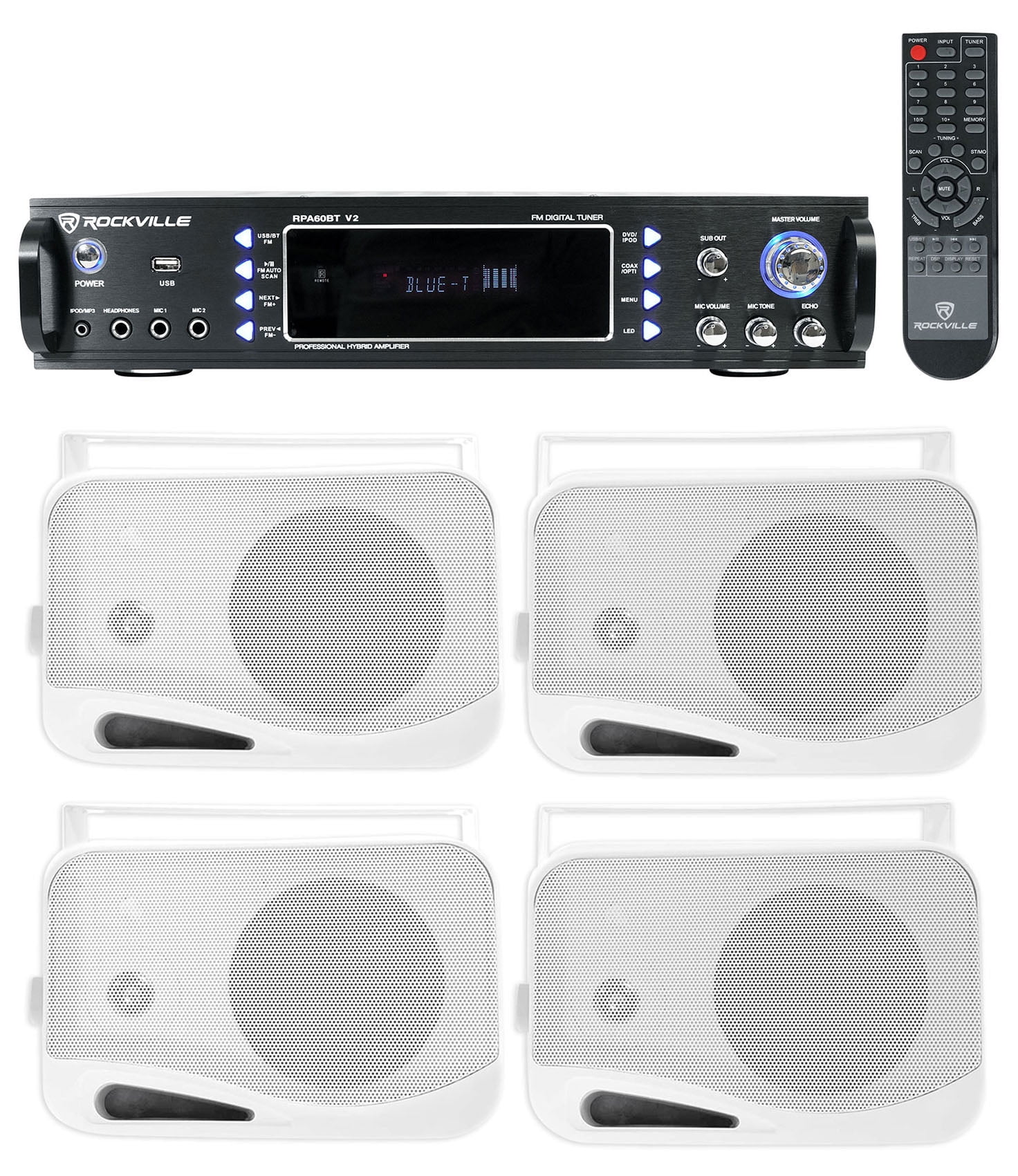 Rockville 1000w Home Theater System w/Bluetooth Receiver+(4) 4" Swivel