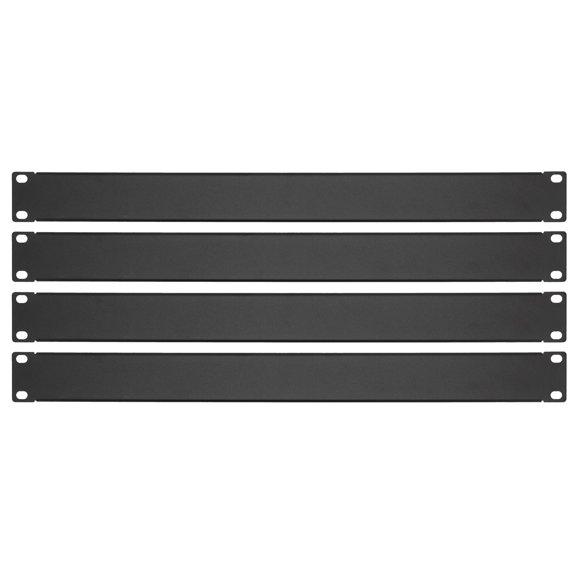 Rockville 1U Blank Rack Panel 19 in Heavy Gauge Steel Cover with Dust Control for Pro Audio or Server Rack, Black, 4-piece