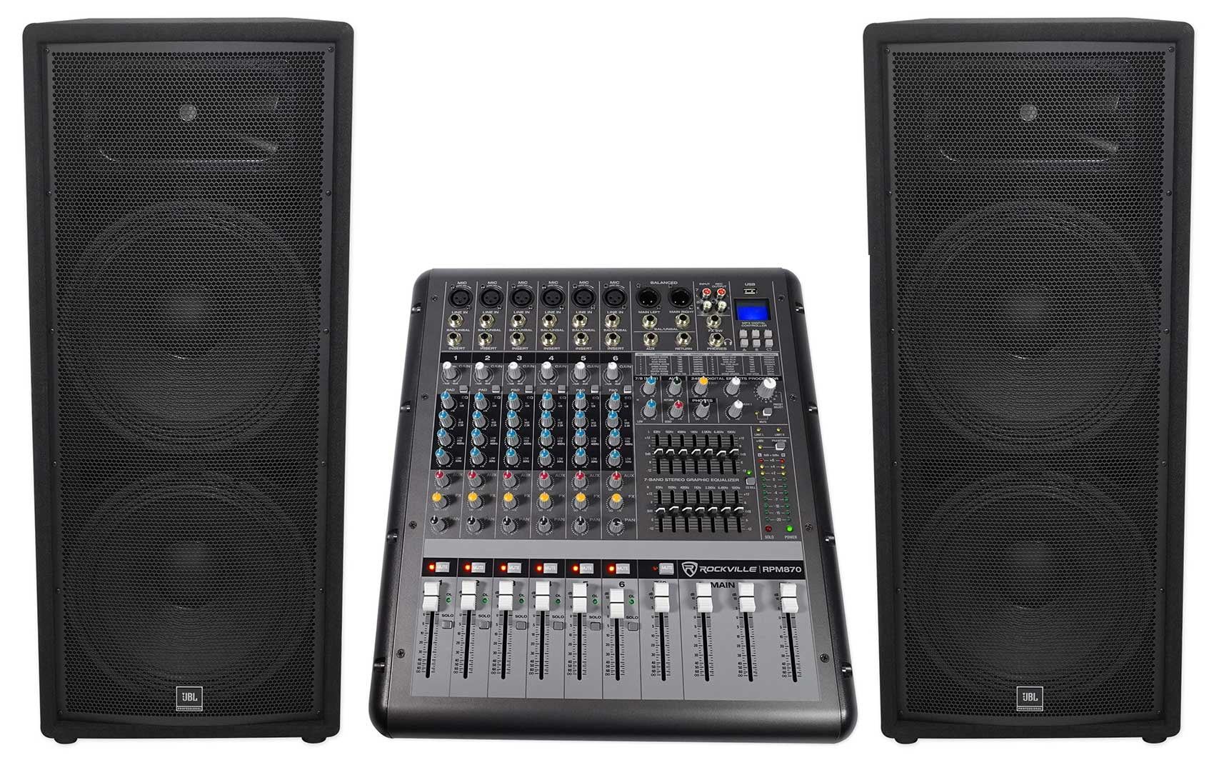 JBL JRX225 Professional DJ Equipment Package with Dual 15
