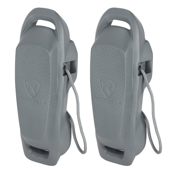 Rockville 2-Pack Atlas 22x9 Inch EVA Foam Grey Black Boat Fender No-Knot/Quick Adjust Bumper with 6ft Braided Line