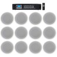 thumbnail image 1 of Rockville 6-Zone Amplifier+(12) 8" 2-Way White Ceiling Speakers For Restaurant, 1 of 5