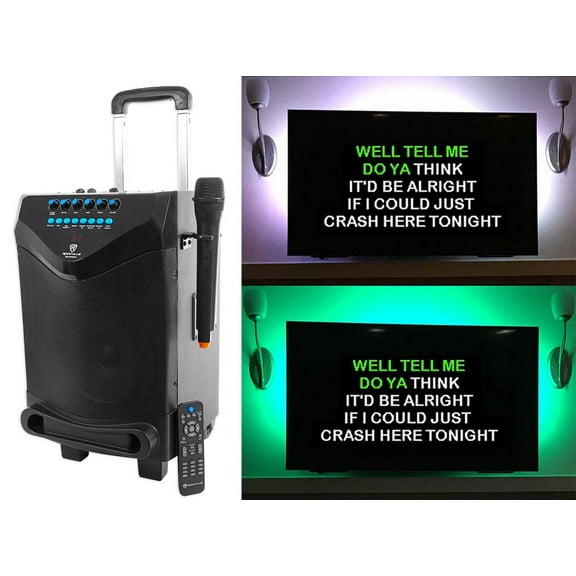 Rockville 8" Portable Bluetooth Karaoke Machine/System w/ Wireless Mic+LED Strip