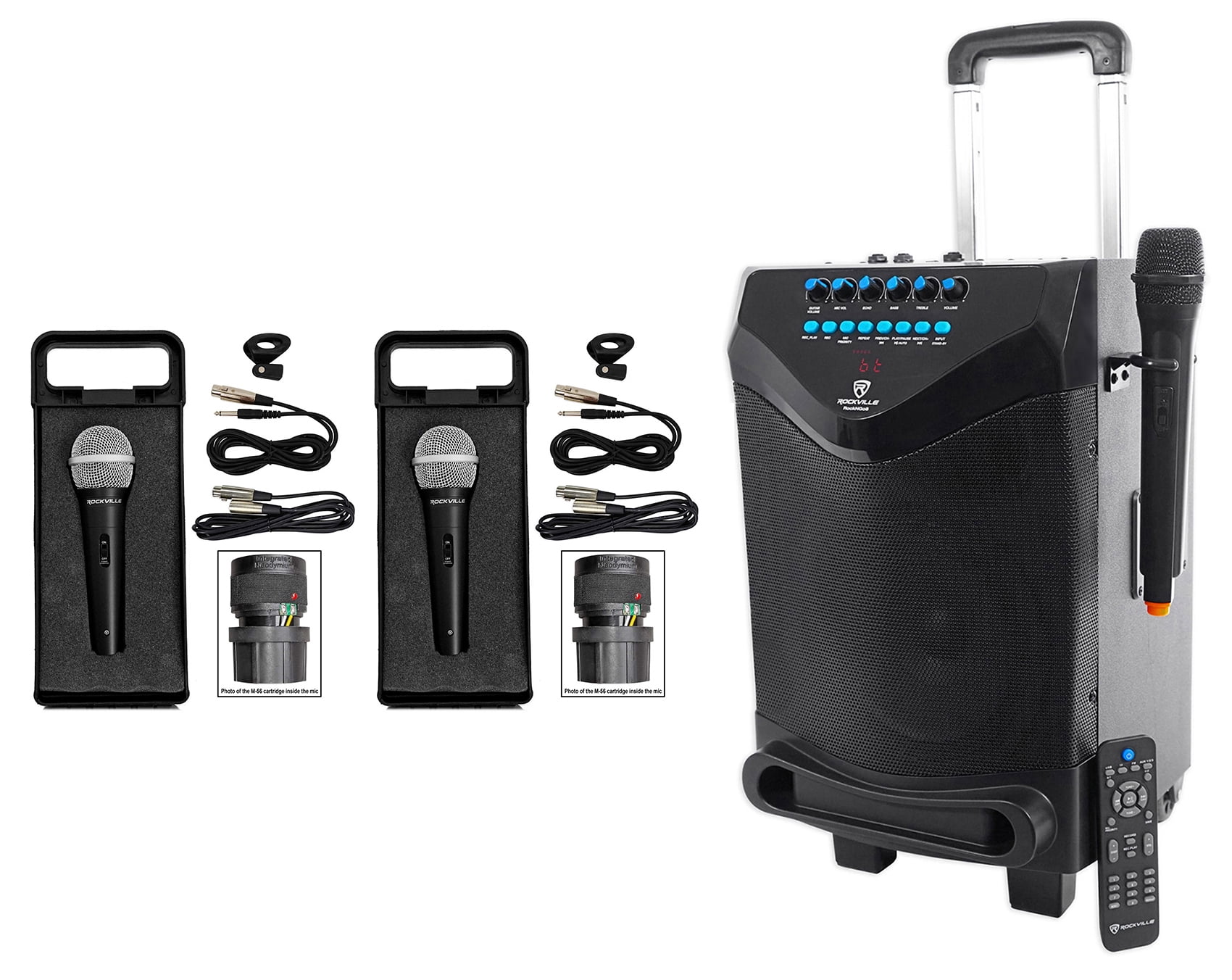 Rockville 8" Portable YouTube Bluetooth Karaoke Machine/System+(3) Microphones