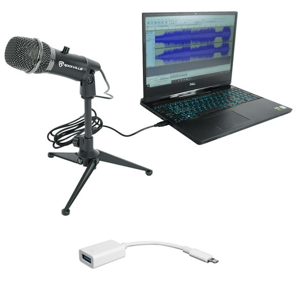 Rockville A-STREAM Live Streaming USB Microphone w Gain+Mute+iPhone/iPad Cable