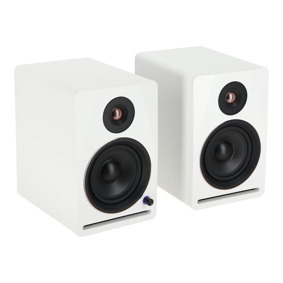 Rockville APM5W V2 5.25" Powered Studio Monitor Speakers Pair, Bluetooth, 80W RMS/320W Peak, White
