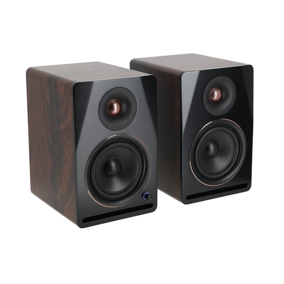 Rockville APM6D V2 6.5" Powered Studio Monitor Speakers Pair, Bluetooth, 100W RMS/400W Peak, Dark Wood