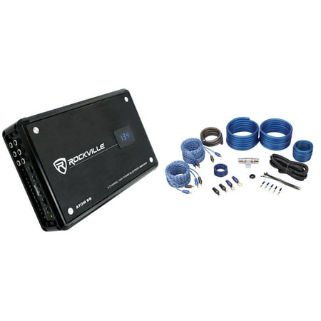 Rockville ATOM 8B 8-Channel 3500w Weather Proof Bluetooth Car Amplifier+Amp Kit