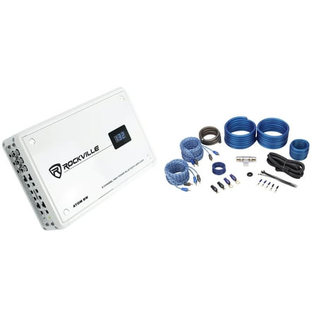 Rockville ATOM 8W 8-Channel 3500w Weather Proof Bluetooth Car Amplifier+Amp Kit