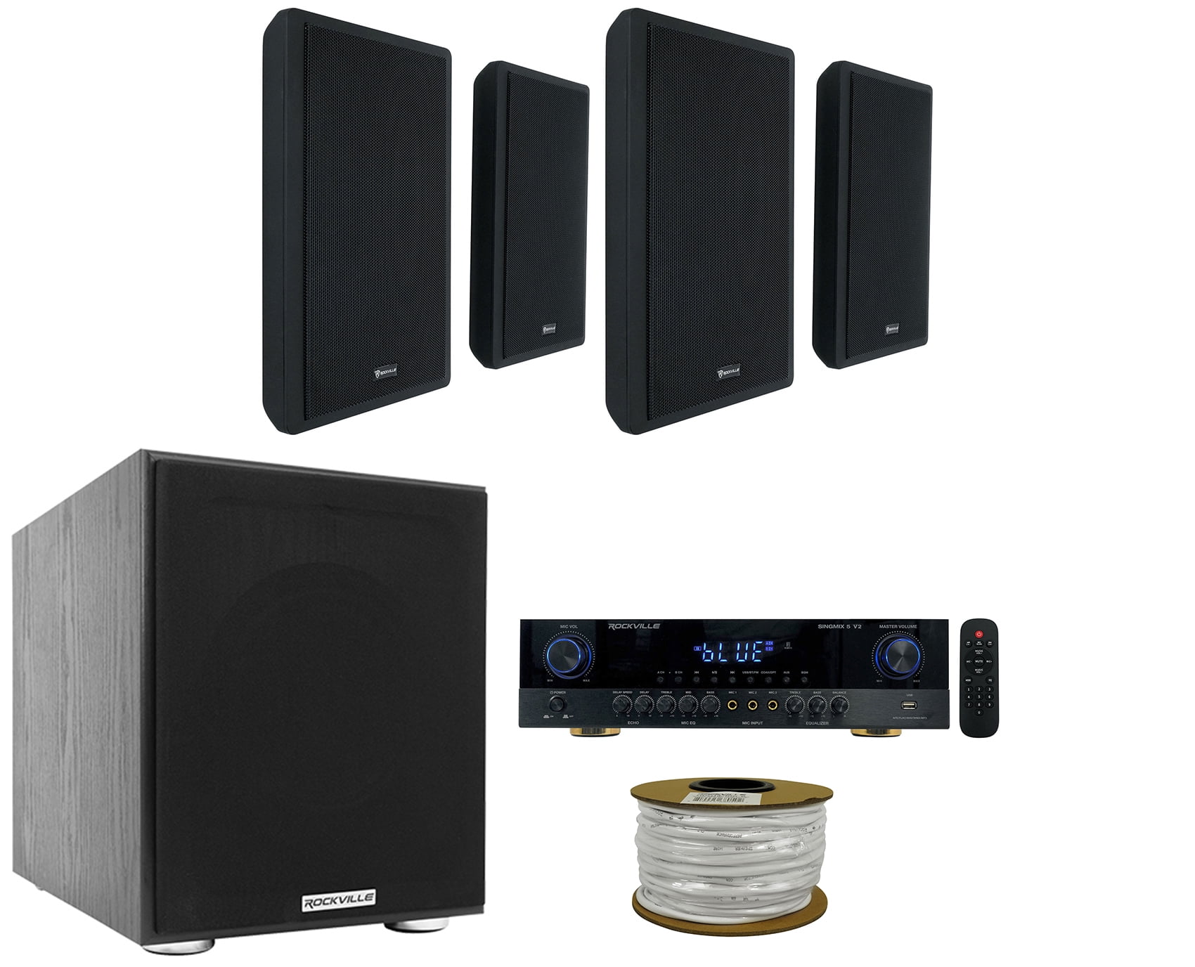 Rockville RockSlim Bundle: (4) Black 5.25-in 240-Watt Wall Mount - Foto 8