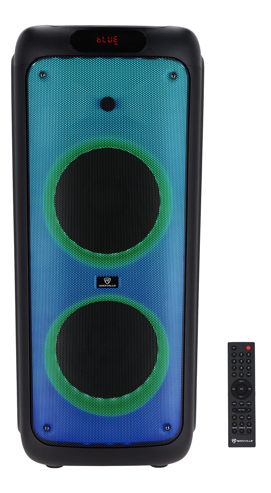 Rockville BASS PARTY 10 Dual 10 inch Portable Battery LED Party Bluetooth Speaker