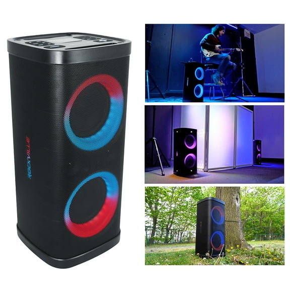 Rockville BASS PARTY 65 V2 1200w Battery Powered LED Bluetooth Speaker Mic Input