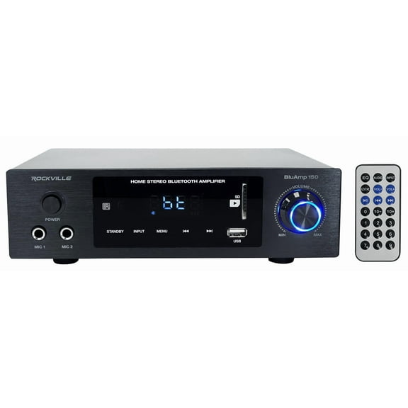 Rockville BLUAMP 150 Home Stereo Bluetooth Amplifier Receiver Optical/Phono/RCA