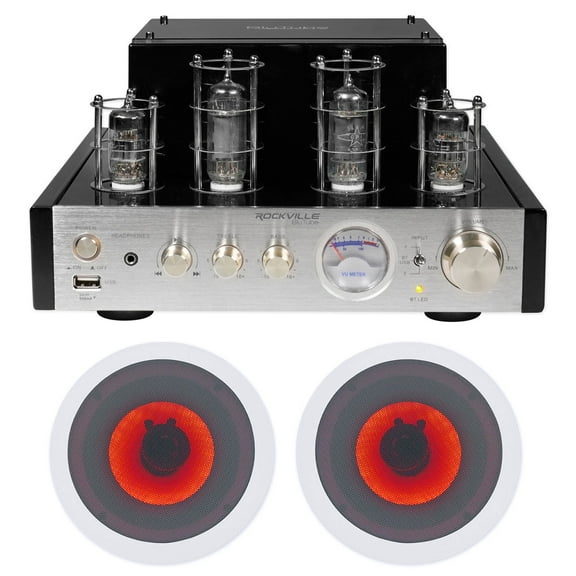 Rockville BluTube Amplifier/Home Theater Receiver+(2) 6.5" LED Ceiling Speakers