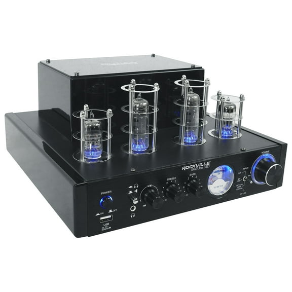 Rockville BluTube LED 70w Bluetooth Tube Amplifier/Home Stereo Receiver in Black
