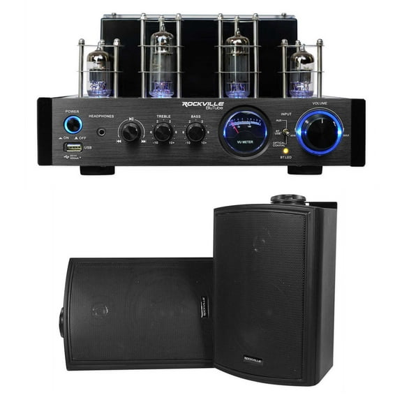 Rockville BluTube LED Tube Amplifier/Home Theater Bluetooth Receiver+2) Speakers