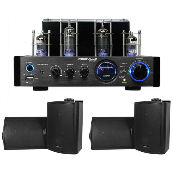 Rockville BluTube LED Tube Amplifier/Home Theater Bluetooth Receiver+4) Speakers