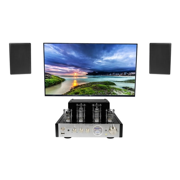 Rockville BluTube Tube Amplifier/Home Theater Bluetooth Receiver+2 Wall Speakers