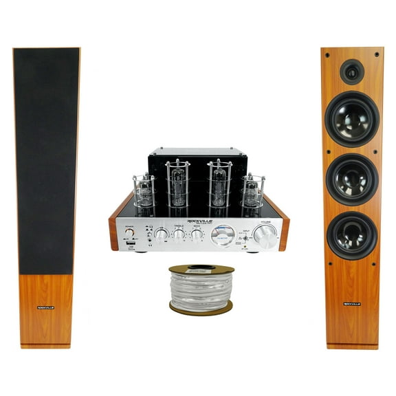 Rockville BluTube WD Bluetooth Tube Amplifier/Home Receiver + (2) Tower Speakers