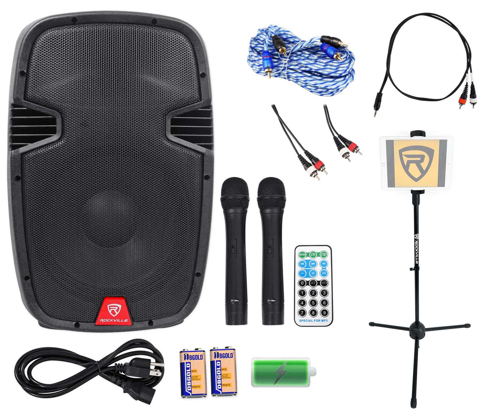 Rockville Bluetooth 12" Rechargable iPad/iPhone/Laptop/Tablet Pro Karaoke System