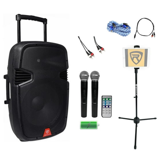Rockville Bluetooth 15" Rechargable iPad/iPhone/Laptop/Tablet Pro Karaoke System