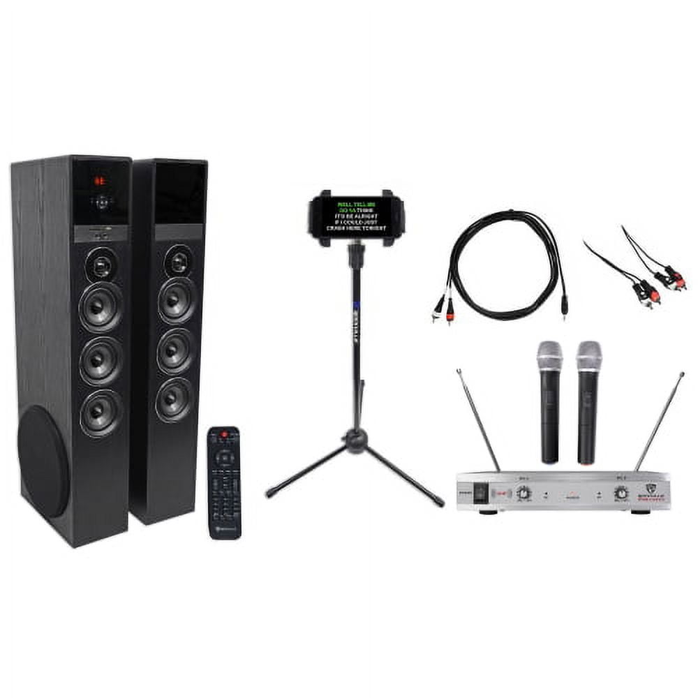 Rockville Bluetooth Home Theater/Karaoke Machine System+(2) Mics+Subs+iPad Stand